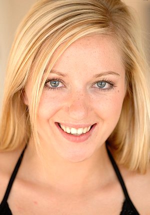 Blue-eyed blonde gives you hot close-ups of her pierced pussy