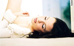 White panties brunette showing her slit and then some for the camera